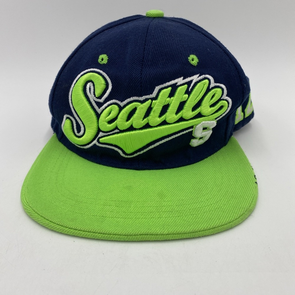 High Quality Headwear Unisex OS Seattle 12 Snapback Hat Navy Green Skyline Bill
